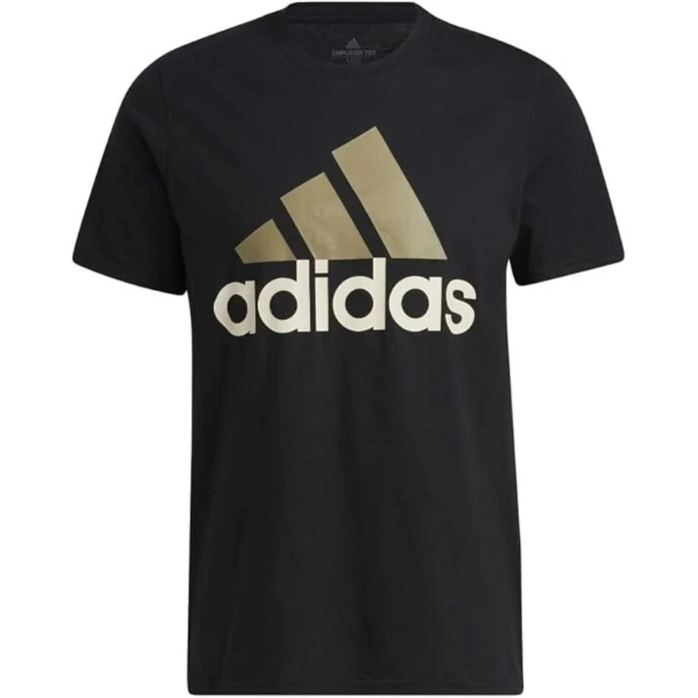 Adidas Men's Badge of Sport Logo T-Shirt Black Orbit Green Cotton Shirt Size M‎